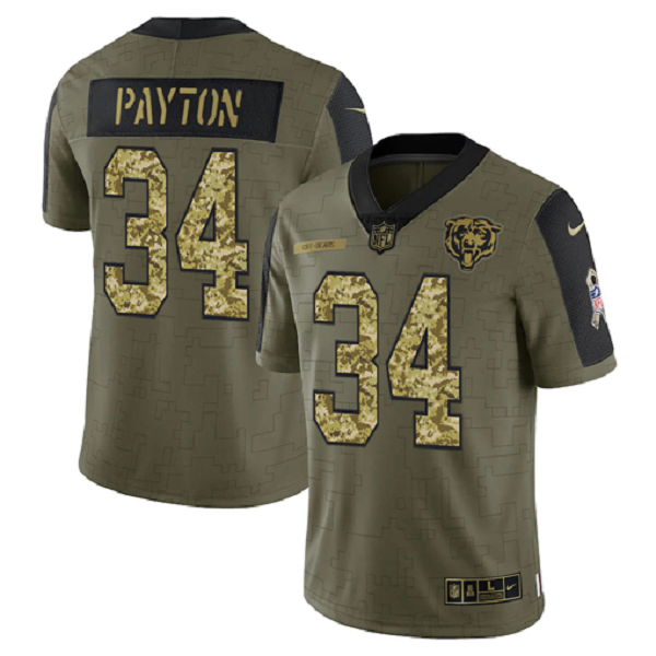 Chicago Bears Walter Payton Olive 2021 Salute To Service Limited Men's NFL Jersey