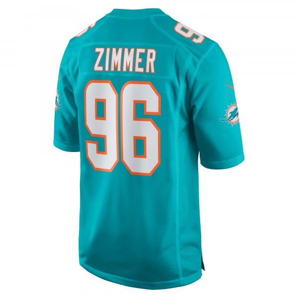 Men's Miami Dolphins Justin Zimmer Nike Aqua Home Game Player Jersey