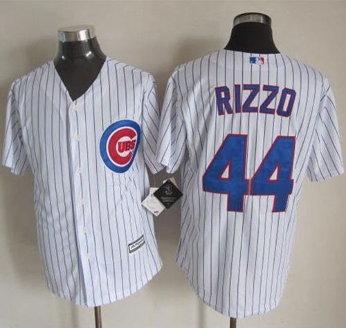 Chicago Cubs #44 Anthony Rizzo White Strip New Cool Base Stitched MLB Jersey