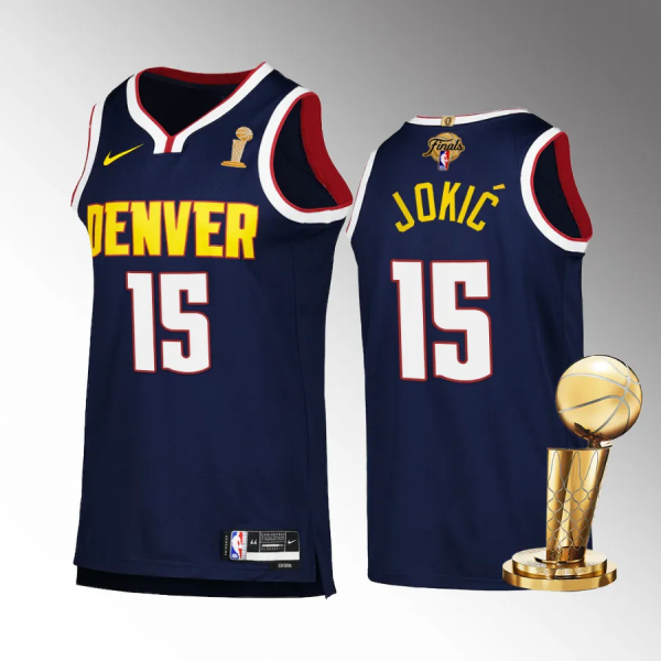 Men's Denver Nuggets Nikola Jokic 2023 NBA Finals Champions  Navy #15 Icon Edition Jersey