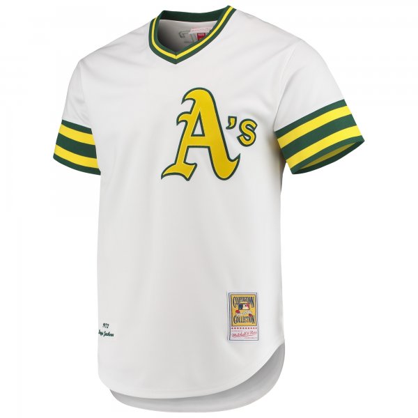 Men's Oakland Athletics Reggie Jackson Mitchell & Ness White 1972 Cooperstown Collection Jersey