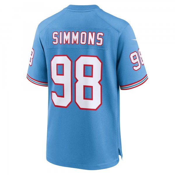 Men's Tennessee Titans Jeffery Simmons Nike Light Blue Oilers Throwback Alternate Game Player Jersey