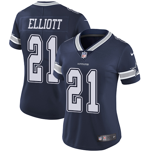 Nike Dallas Cowboys #21 Ezekiel Elliott Navy Blue Team Color Women's Stitched NFL Vapor Untouchable Limited Jersey