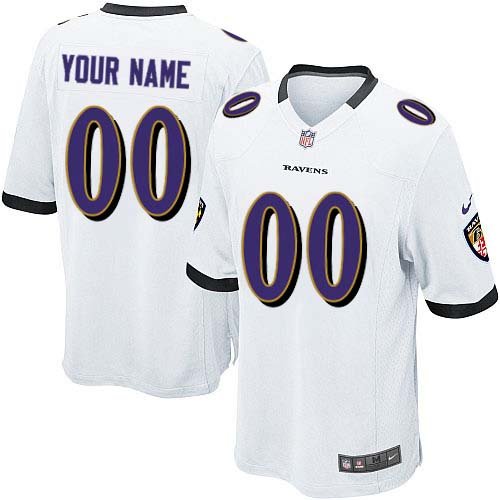 Nike Baltimore Ravens Customized White Stitched Elite Youth NFL Jersey