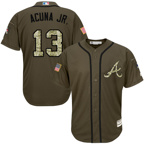 Atlanta Braves #13 Ronald Acuna Jr. Green Salute to Service Stitched Youth MLB Jersey