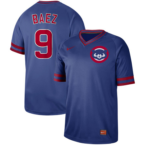 Men's Nike Chicago Cubs #9 Javier Baez Royal Cooperstown Collection Legend V-Neck MLB Jersey