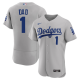 Men's Los Angeles Dodgers Nike Gray Alternate #1 Dad Patch MLB Jersey