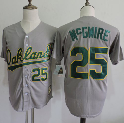 Mitchell And Ness Oakland Athletics #25 Mark McGwire Grey Throwback Stitched MLB Jersey