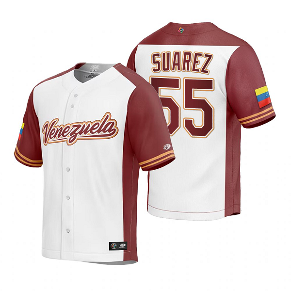 Venezuela Baseball Ranger Suarez White 2023 World Baseball Classic Replica Jersey