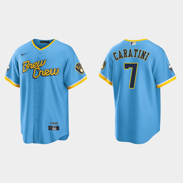 Men's Milwaukee Brewers #7 Powder Blue Victor Caratini 2022 City Connect MLB Jersey