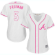 Atlanta Braves #5 Freddie Freeman White/Pink Fashion Women's Stitched MLB Jersey