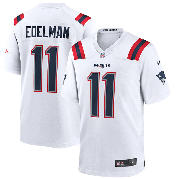 Men's New England Patriots #11 Julian Edelman Nike White Game Jersey