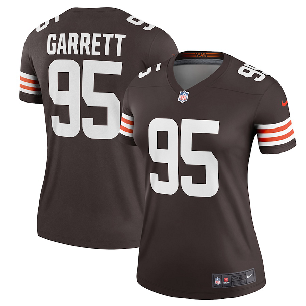 Women's Cleveland Browns #95 Myles Garrett Nike Brown Legend Player Jersey