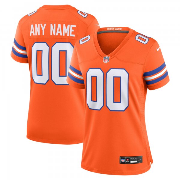 Women's Denver Broncos Orange Custom Jersey