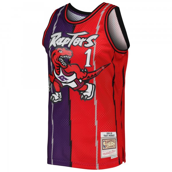 Men's Toronto Raptors Tracy McGrady Mitchell & Ness Purple/Red Hardwood Classics Mitchell & Ness Split Swingman Jersey