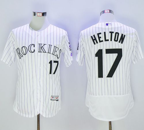 Colorado Rockies #17 Todd Helton White Strip Flexbase Collection Stitched MLB Jersey