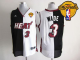 Men's Miami Heat #3 Dwyane Wade Black/White Split Fashion Finals Patch Stitched NBA Jersey