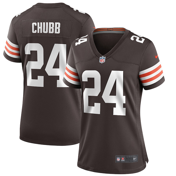 Women's Cleveland Browns #24 Nick Chubb Nike Brown Game Jersey