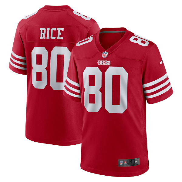 Men's San Francisco 49ers Jerry Rice Nike Scarlet Retired Team Player Game Jersey-(2022 New Style)