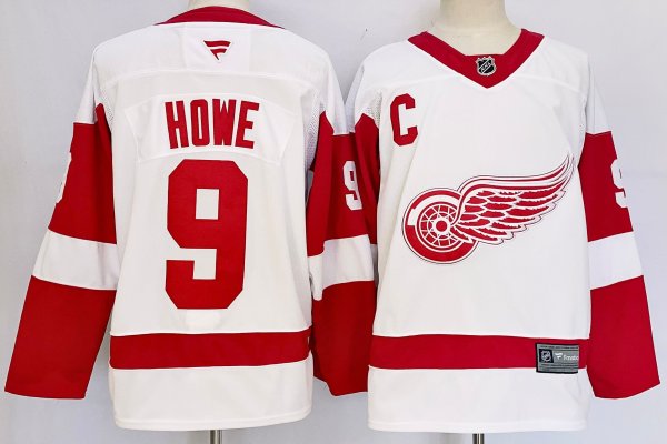 Men's #9 Gordie Howe Detroit Red Wings White City Edition Jersey