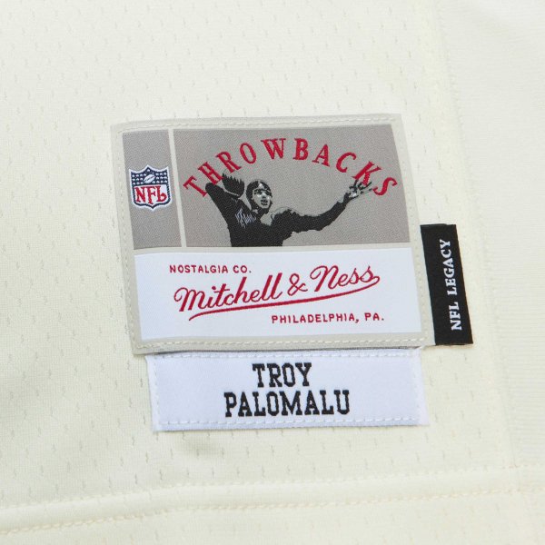 Men's Pittsburgh Steelers Troy Polamalu Mitchell & Ness Cream Chainstitch Legacy Jersey