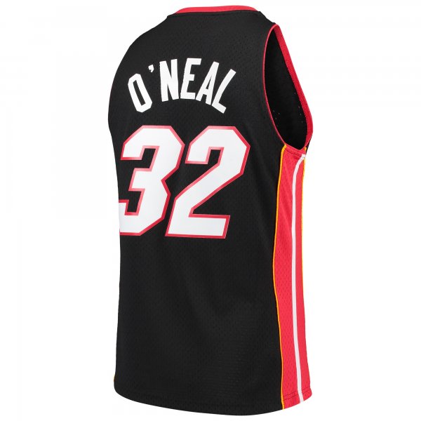 Men's Miami Heat Shaquille O'Neal Mitchell & Ness Black Hardwood Classics Swingman Jersey