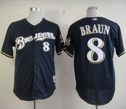 Men's Milwaukee Brewers #8 Ryan Braun Stitched Blue MLB Jersey