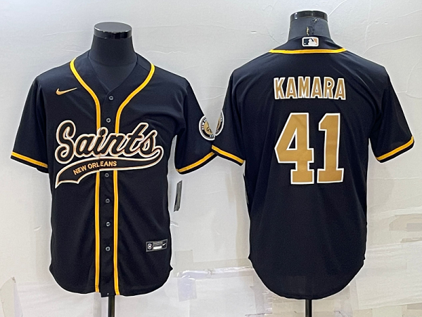 Men's New Orleans Saints #41 Alvin Kamara Black Stitched Baseball Cool Base Jersey