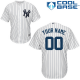 Youth New York Yankees White Navy Blue Pinstripe Majestic MLB Customized Home Jersey