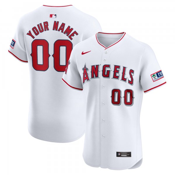 Men's Los Angeles Angels Nike White Home Elite Custom Patch Jersey