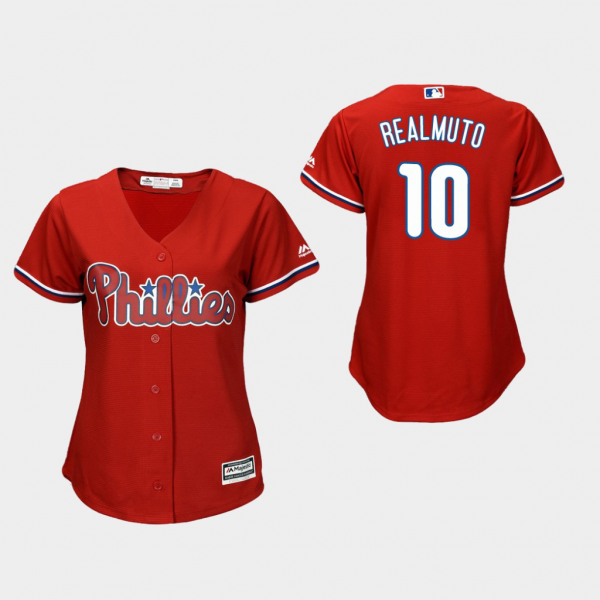 Women's Philadelphia Phillies #10 J.T. Realmuto Red Majestic Alternate Cool Base MLB Jersey