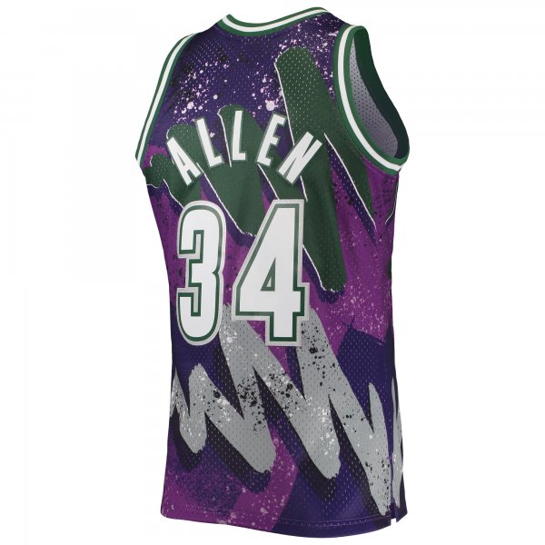 Men's Milwaukee Bucks Ray Allen Mitchell & Ness Purple Hardwood Classics 2000/01 Hyper Hoops Swingman Jersey