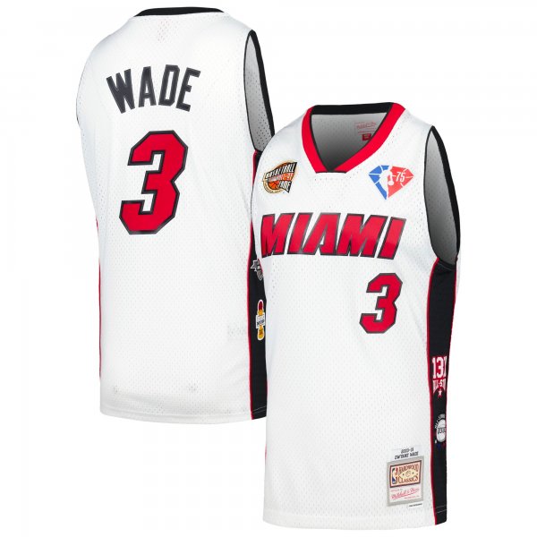 Unisex Miami Heat Dwyane Wade Mitchell & Ness White Hall of Fame Class of 2023 Throwback Swingman Jersey