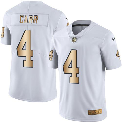 Nike Las Vegas Raiders #4 Derek Carr White Men's Stitched NFL Limited Gold Rush Jersey