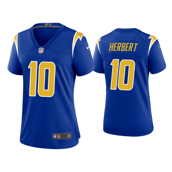 Women's #10 Justin Herbert Los Angeles Chargers Royal 2020 NFL Draft Alternate Game Jersey