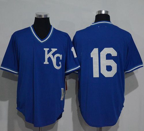 Mitchell And Ness 1989 Kansas City Royals #16 Bo Jackson Blue Throwback Stitched MLB Jersey