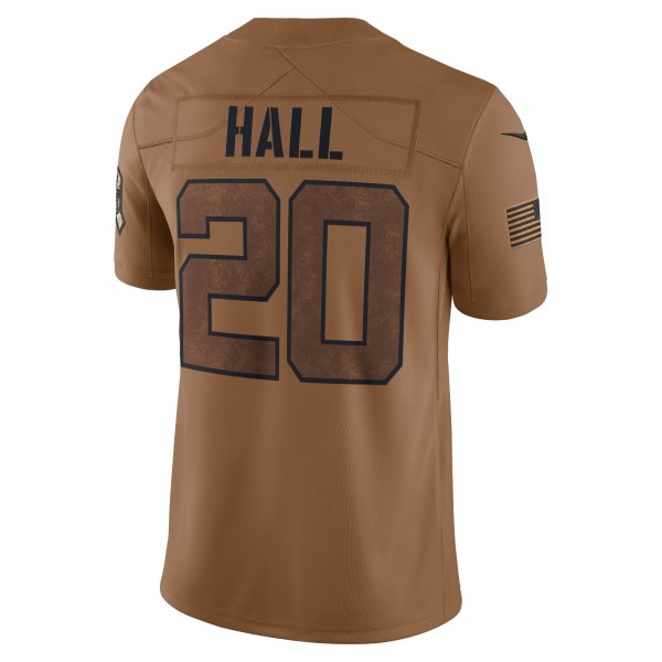 Men's New York Jets Breece Hall Nike Brown 2023 Salute To Service Limited Jersey