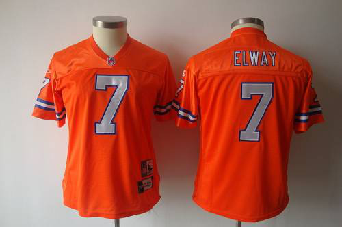 Denver Broncos #7 John Elway Orange Women's Throwback Team Color Stitched NFL Jersey