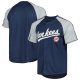 Men's New York Yankees Stitches Navy Button-Down Raglan Fashion Jersey