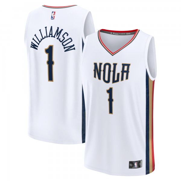 Men's New Orleans Pelicans Zion Williamson Fanatics White Fast Break Replica Jersey - City Edition