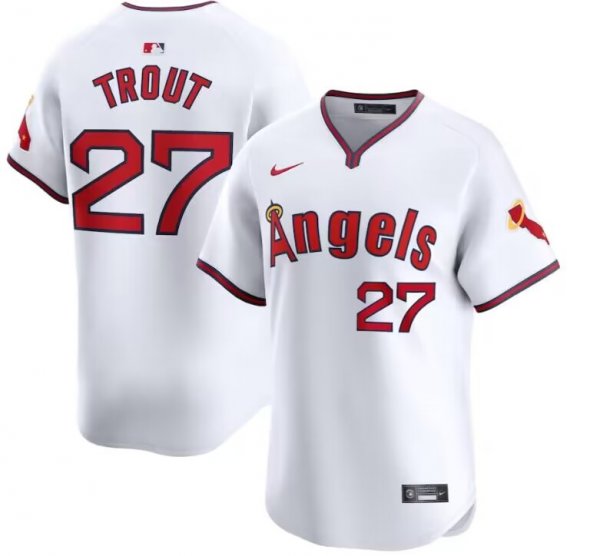 Men's Los Angeles Angels #27 Mike Trout Nike White Alternate Limited Player Jersey