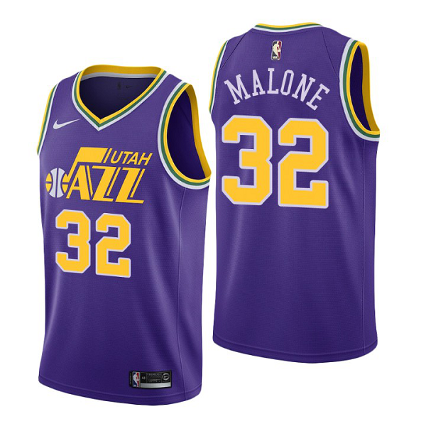 Men's Utah Jazz #32 Karl Malone Purple 40th Season Classic NBA Jersey