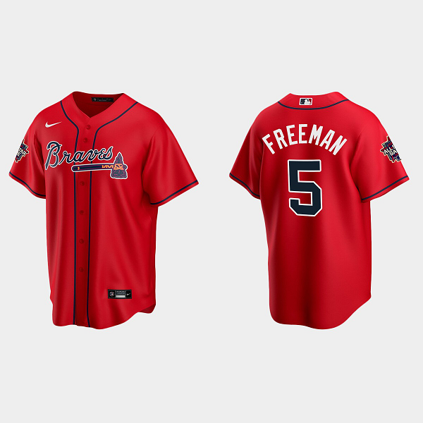 Men's Atlanta Braves #5 Freddie Freeman Red 2021 MLB All-Star Jersey