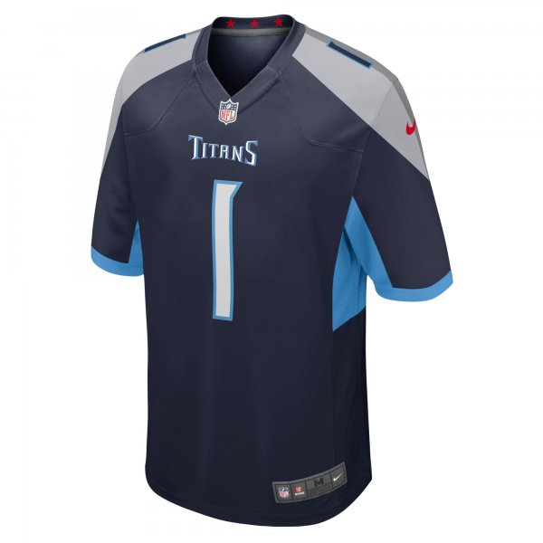 Men's Tennessee Titans Number 1 Dad Nike Navy Game Jersey