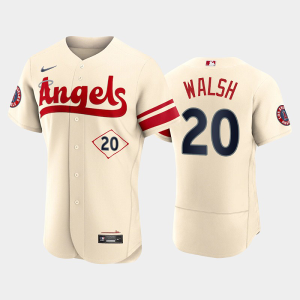 Men's Los Angeles Angels #20 Jared Walsh 2022 City Connect Cream MLB Flex Base Jersey