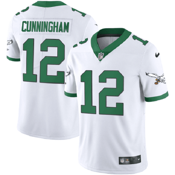 Men's Philadelphia Eagles #12 Randall Cunningham Kelley Green Throwback White Limited NFL jersey