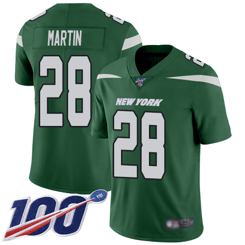 Men's New York Jets #28 Curtis Martin Green Team Color Stitched NFL 100th Season Vapor Limited Jersey