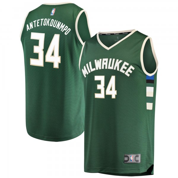 Youth Milwaukee Bucks Giannis Antetokounmpo Fanatics Hunter Green Fast Break Replica Jersey - Icon Edition