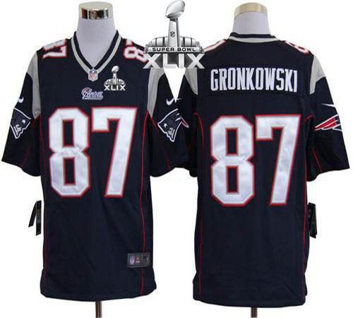 Nike New England Patriots #87 Rob Gronkowski Navy Blue Team Color Super Bowl XLIX Men's Stitched NFL Game Jersey