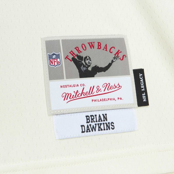 Men's Philadelphia Eagles Brian Dawkins Mitchell & Ness Cream Chainstitch Legacy Jersey